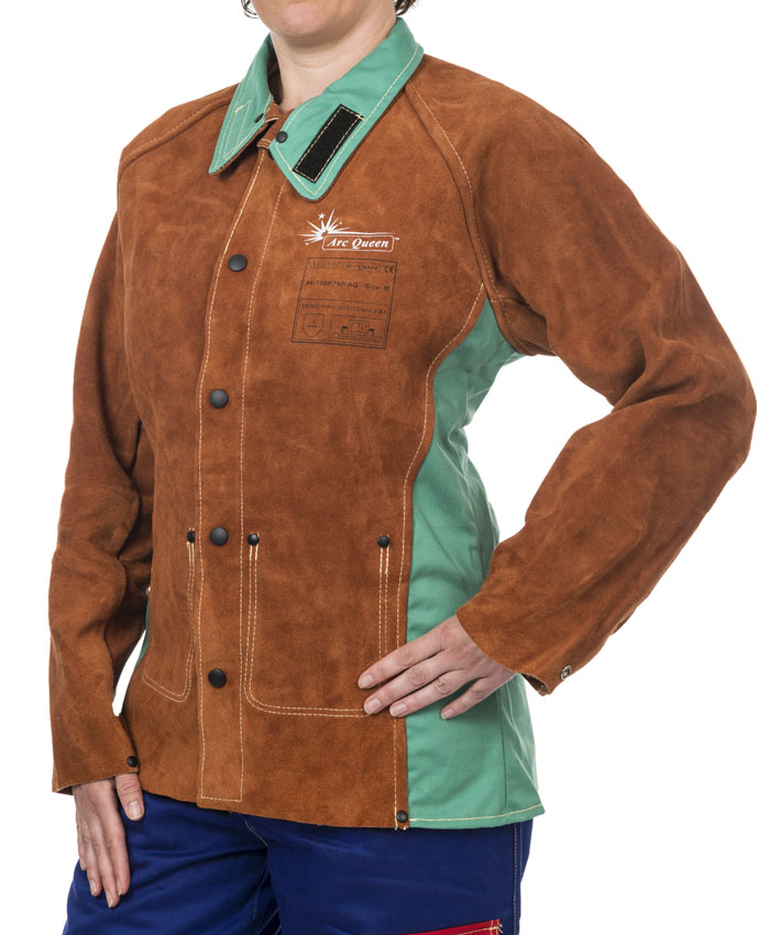 Weldas Lava Brown 44-7300P-AQ Cow Split Leather Welding Protection Ladies Jacket