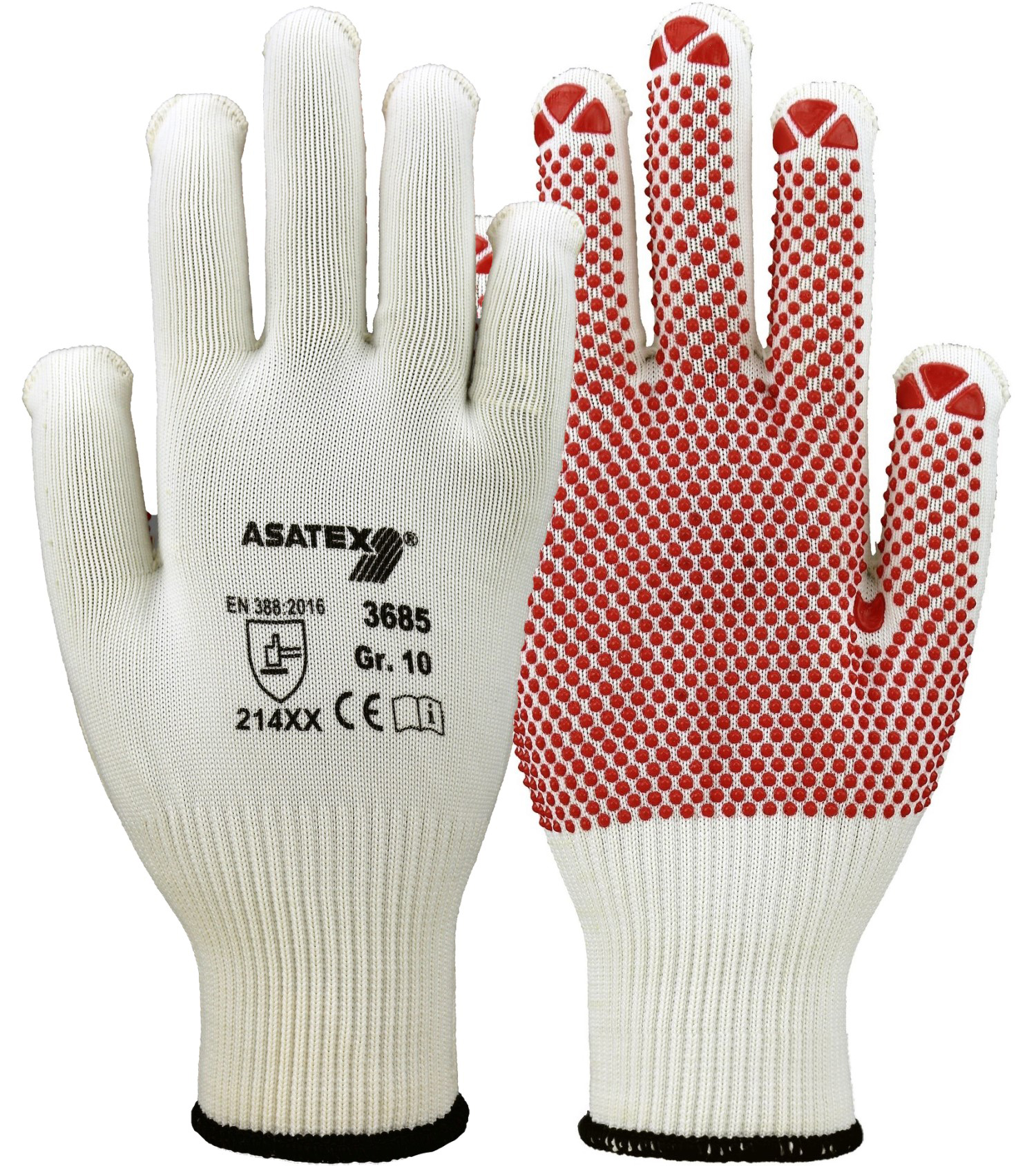 Asatex 3685 fine knit gloves with vinyl nubs
