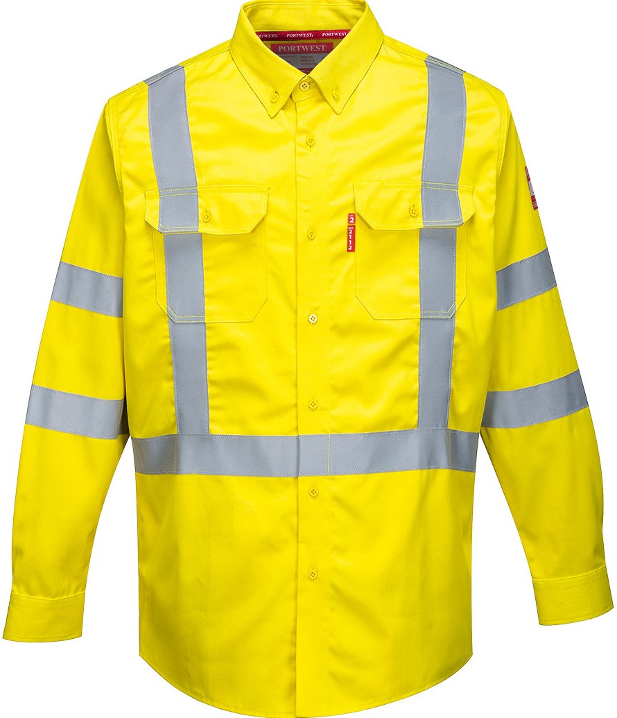 FR95YER Portwest FR95 Bizflame 88/12 flame retardant high visibility shirt