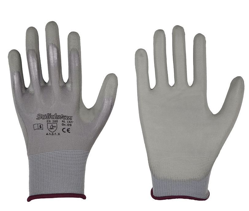 101327 Solidstar 101327 Fine knit protective gloves with PU coating grey