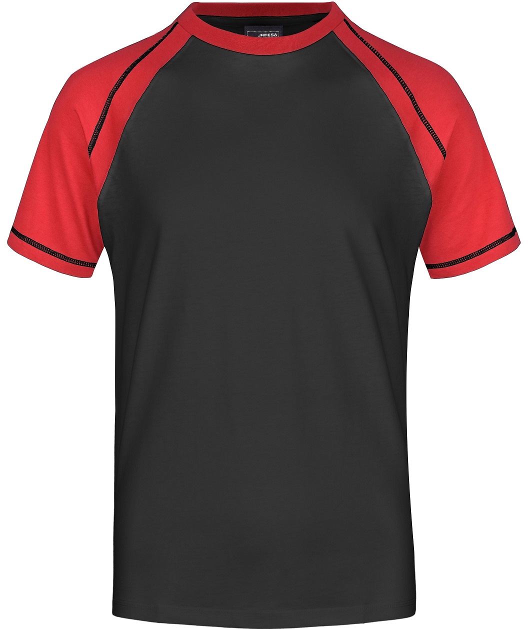 JN010_black_red James & Nicholson JN010 Men Raglan T-Shirt in 8 Colors