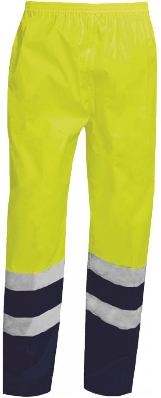 Vizwell VWJK64 Warnschutz-Regenbundhose leuchtgelb-marine