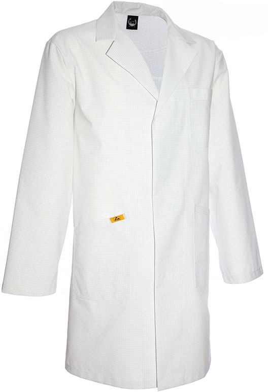 1010-155-2 ESD men's coat long sleeve white 155g/m²