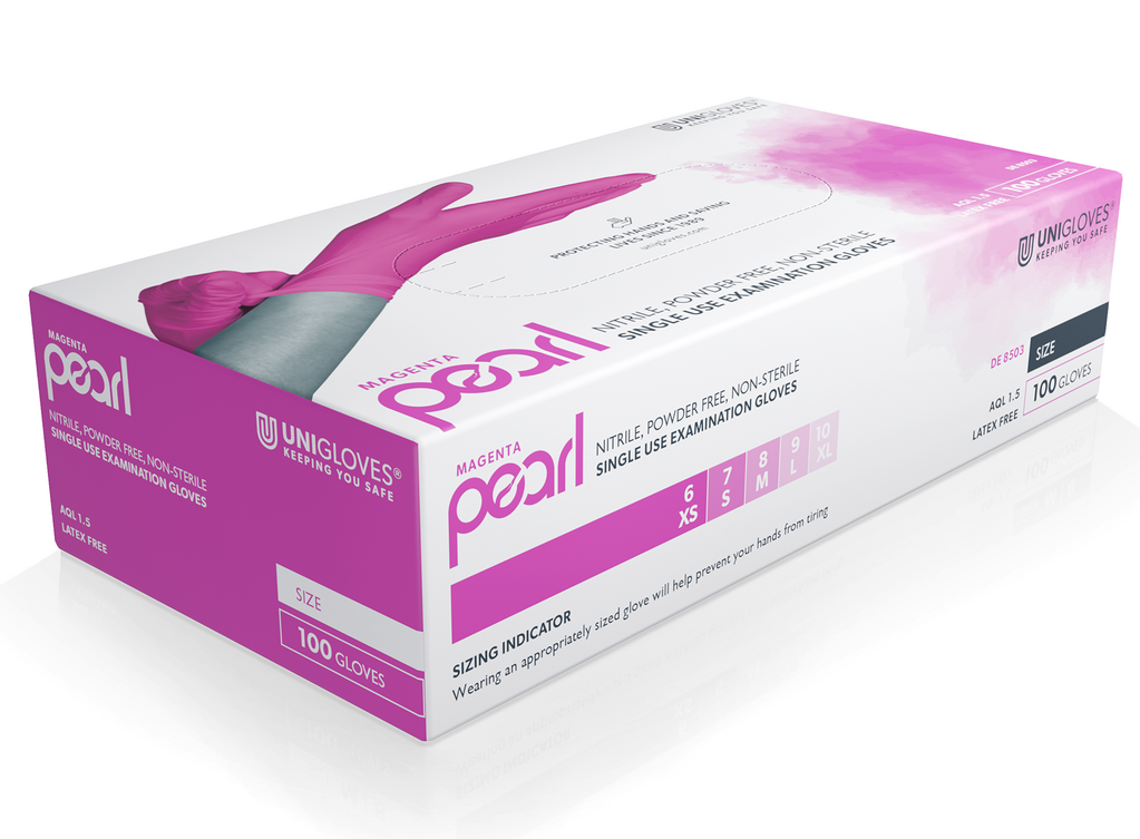 Unigloves Magenta Pearl Nitril-Einweghandschuhe puderfrei