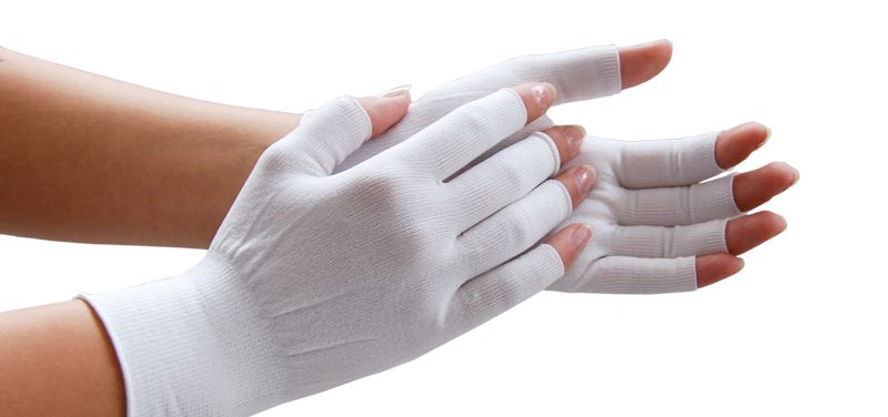 Underglove Nylon-knitted gloves white open fingertips