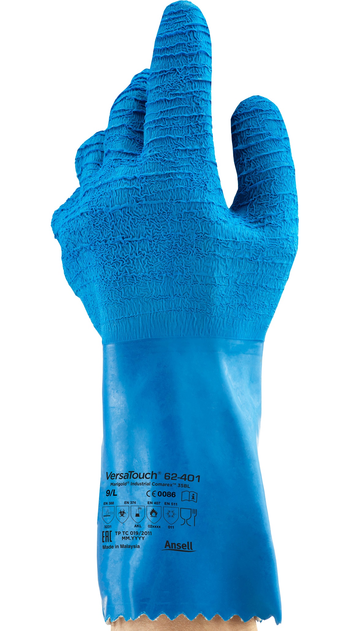 62-401 Ansell AlphaTec 62-401 latex chemical protective gloves level B