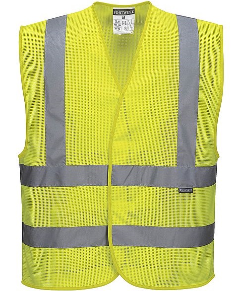 c370yer-1 Portwest C370 Warning vest with contrast MeshAir mesh fabric bright yellow