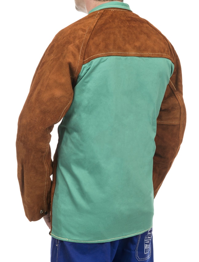 Weldas Lava Brown 44-7300P cow split leather welding protection jacket