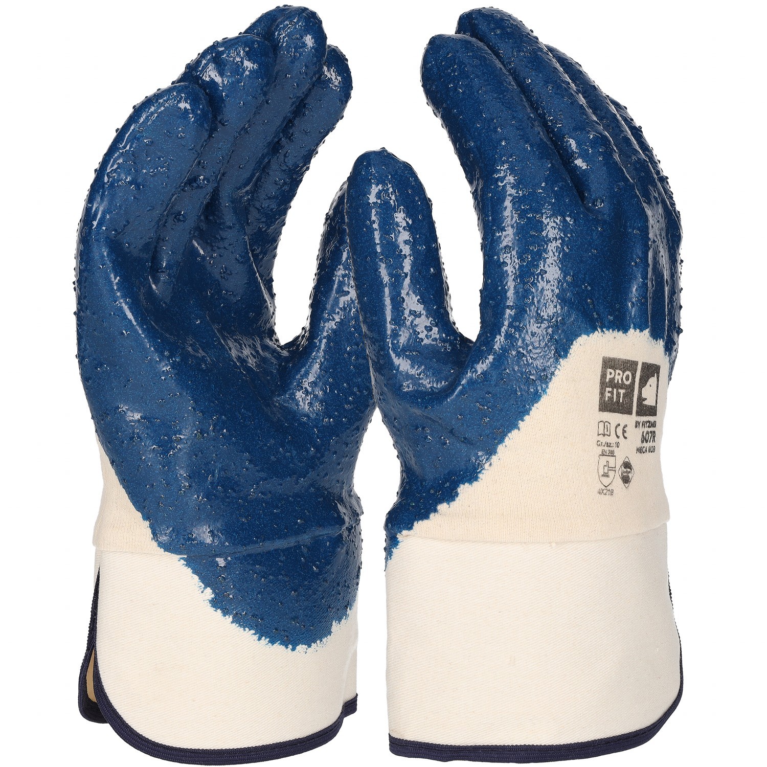 Pro-Fit 607R Mega Rob Nitril Schutzhandschuhe 3/4 beschichtet blau