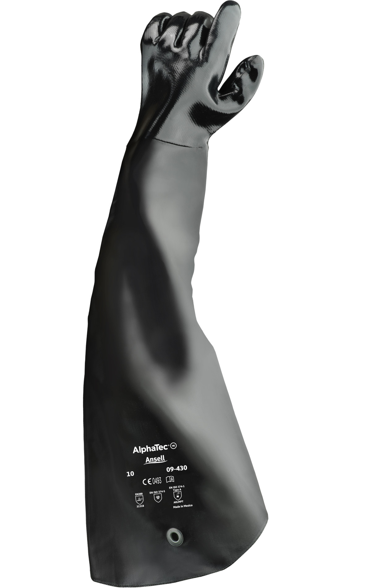 AlphaTec-09-430-Black-Front-Side-NA Ansell Scorpio 09-430 Chemical gloves from -25 °C to 180 °C