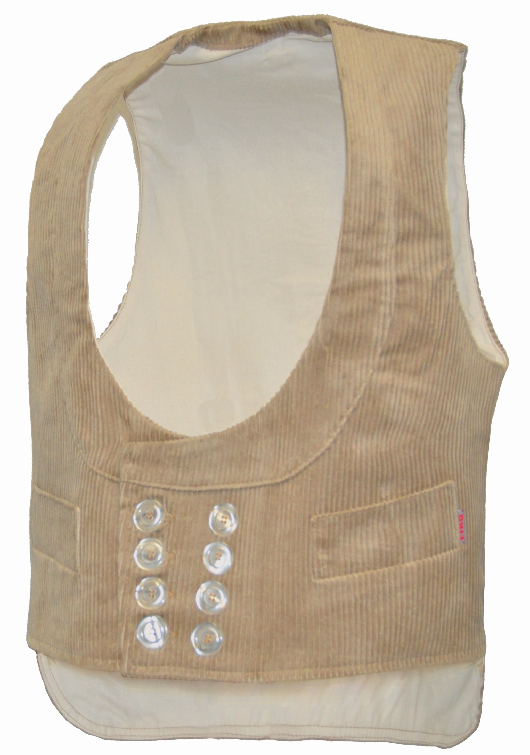 Eiko Oker Trenkercord shawl collar guild vest beige