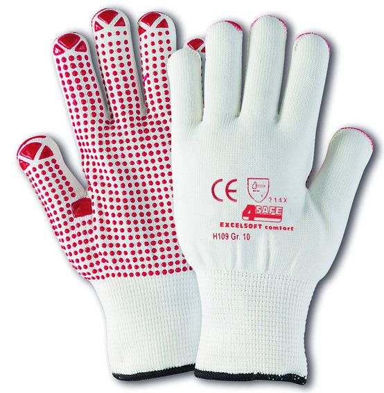 h109 4Safe H109 Excelsoft comfort fine knitted gloves white