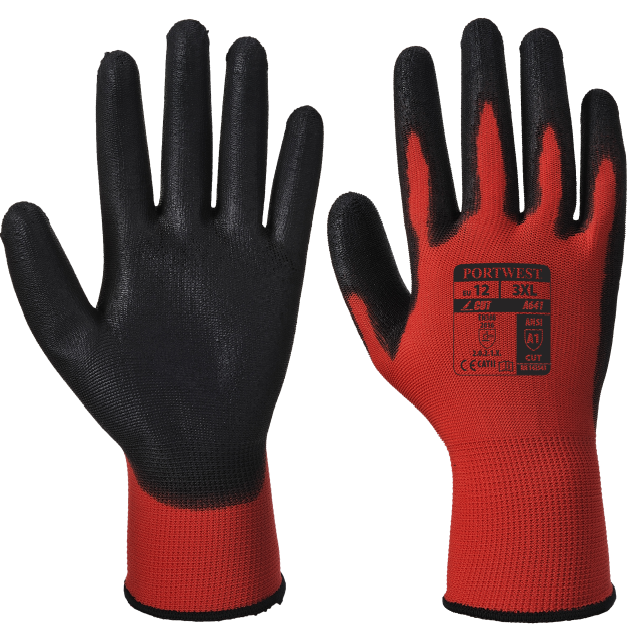 a641r8r-2 Portwest A641 Red Cut 1 PU gloves red