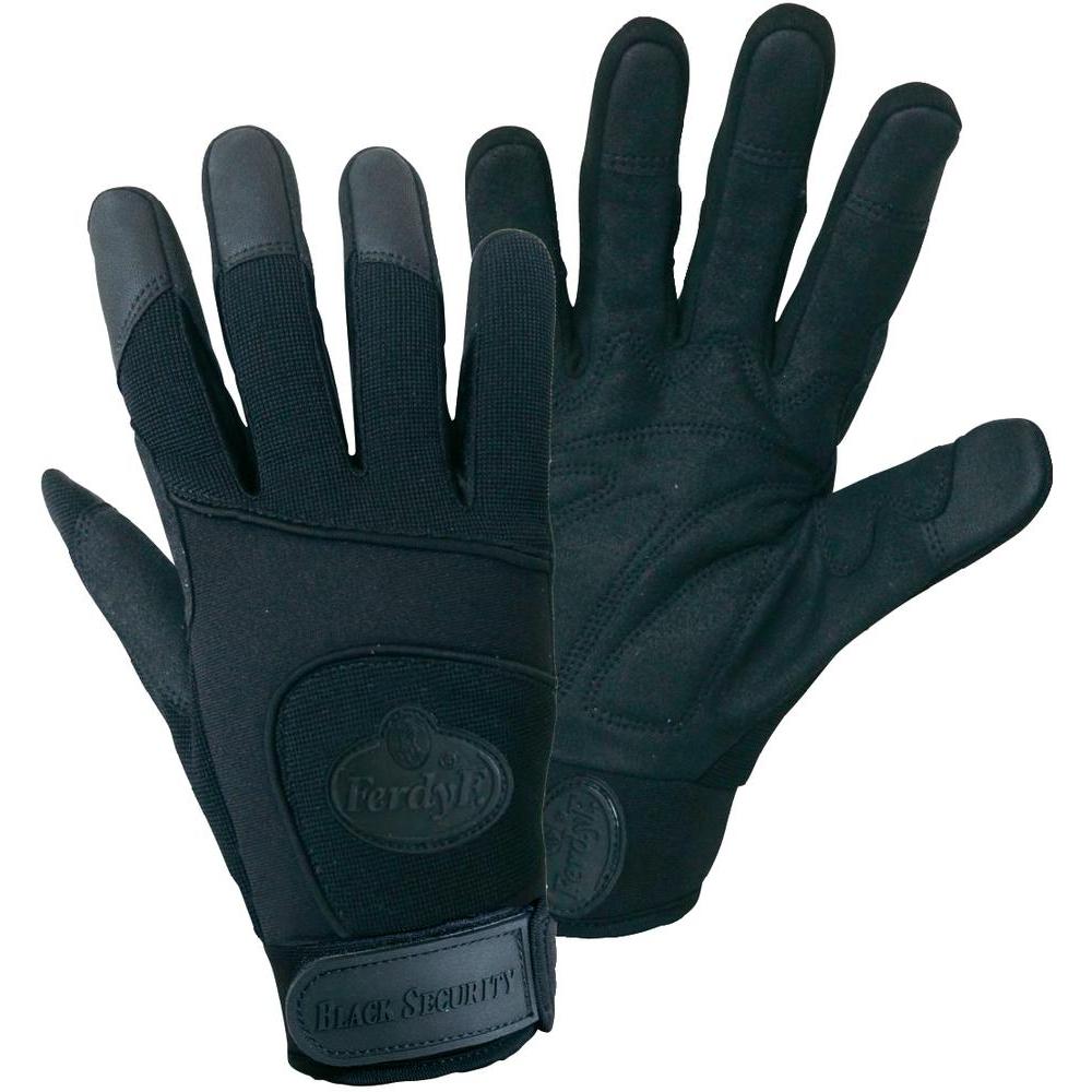 FerdyF. 1911 Black Security Synthetic Leather Mechanic Gloves