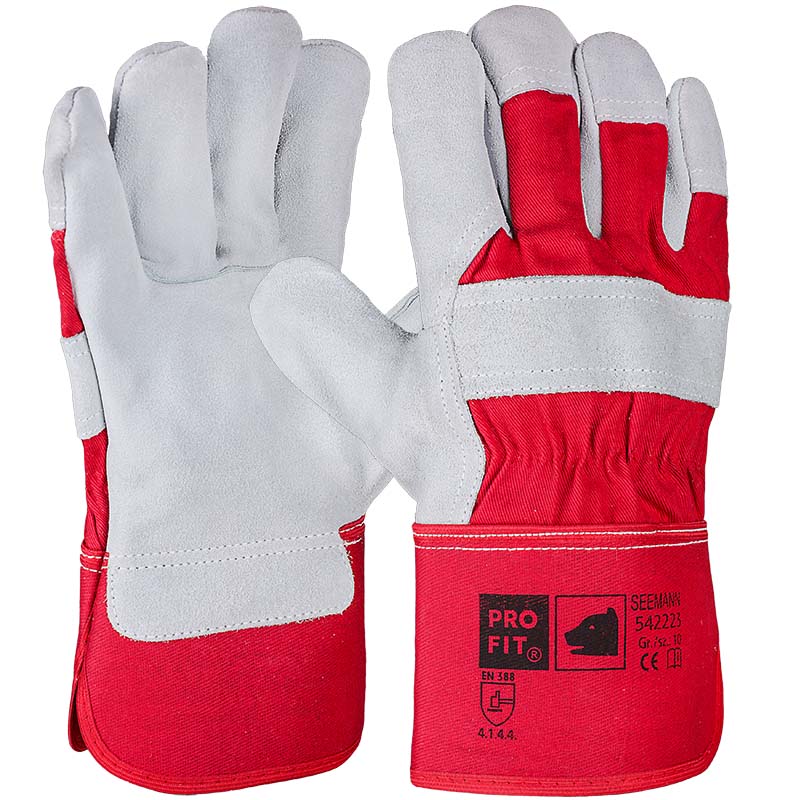 Pro-Fit 542223 Seemann Rindspaltleder-Schutzhandschuh gefüttert rot
