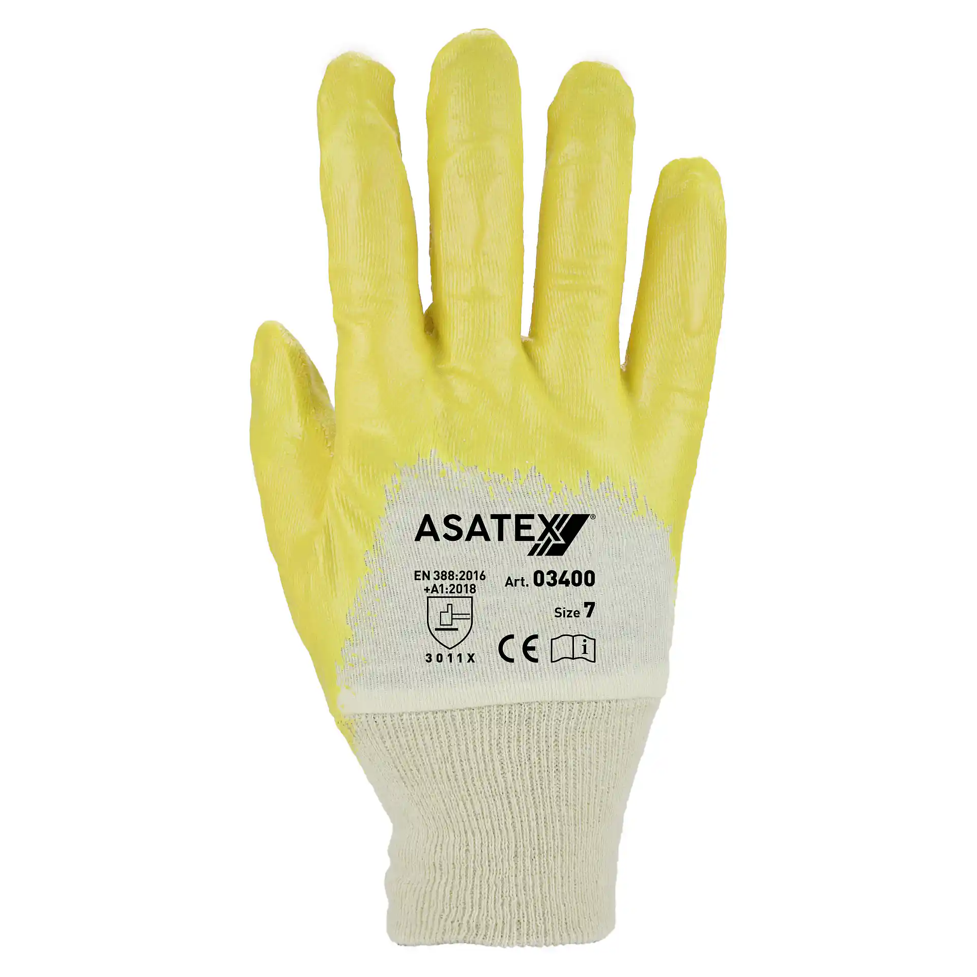 03400 Nitrile protective gloves with knitted cuff yellow