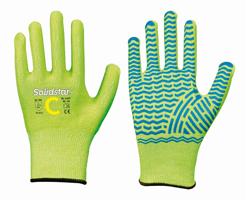 001447 Solidstar 1447 Cut-resistant gloves with latex grip coating yellow