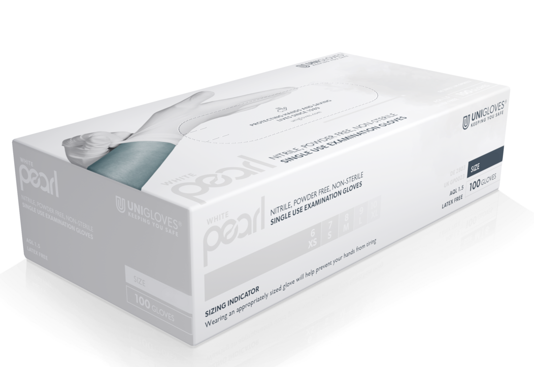 Unigloves White Pearl Nitril-Einweghandschuhe puderfrei