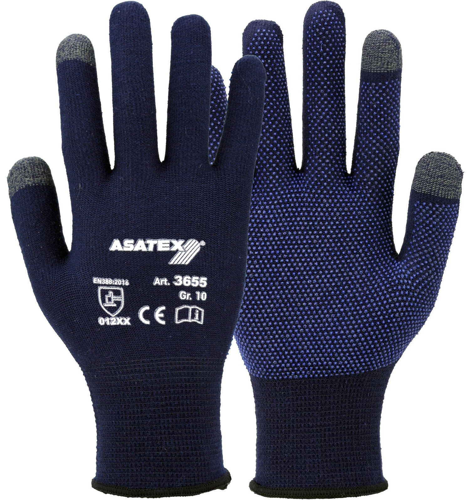 asatex-3655 3655 Smartphone fine knitted glove blue with studs