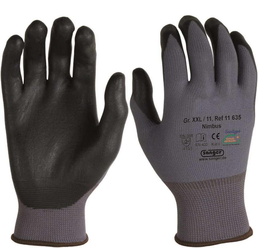 Nylon protective gloves Nimbus with nitrile foam coating