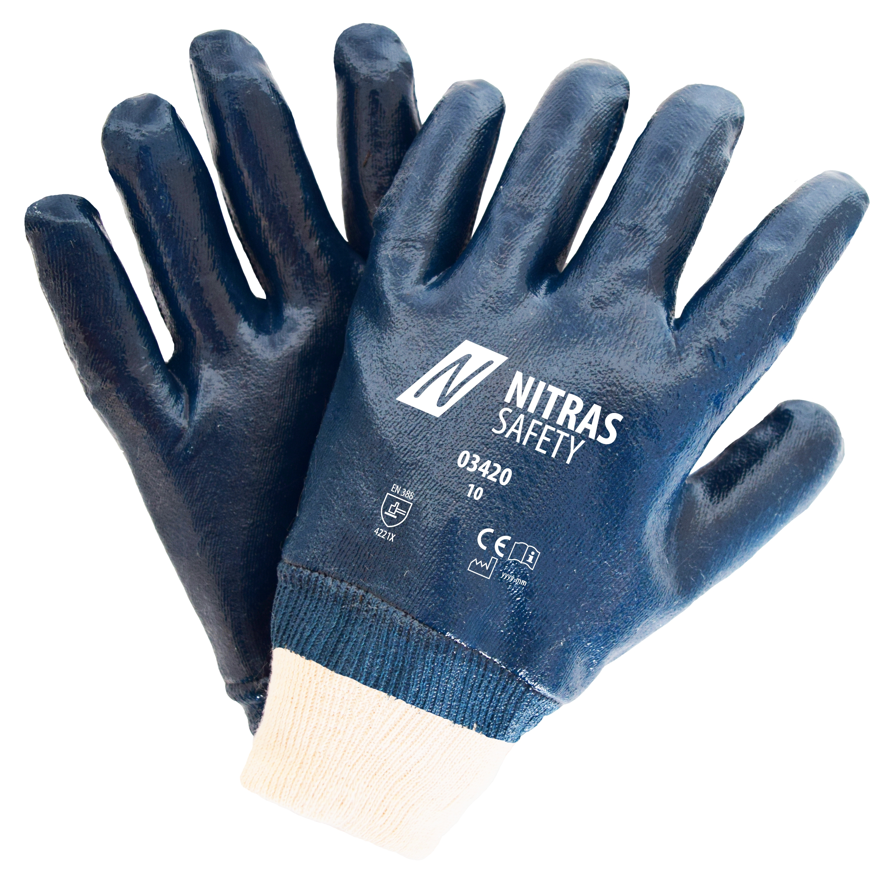 03420_2200_001 Nitras 03420 Cotton gloves with nitrile coating