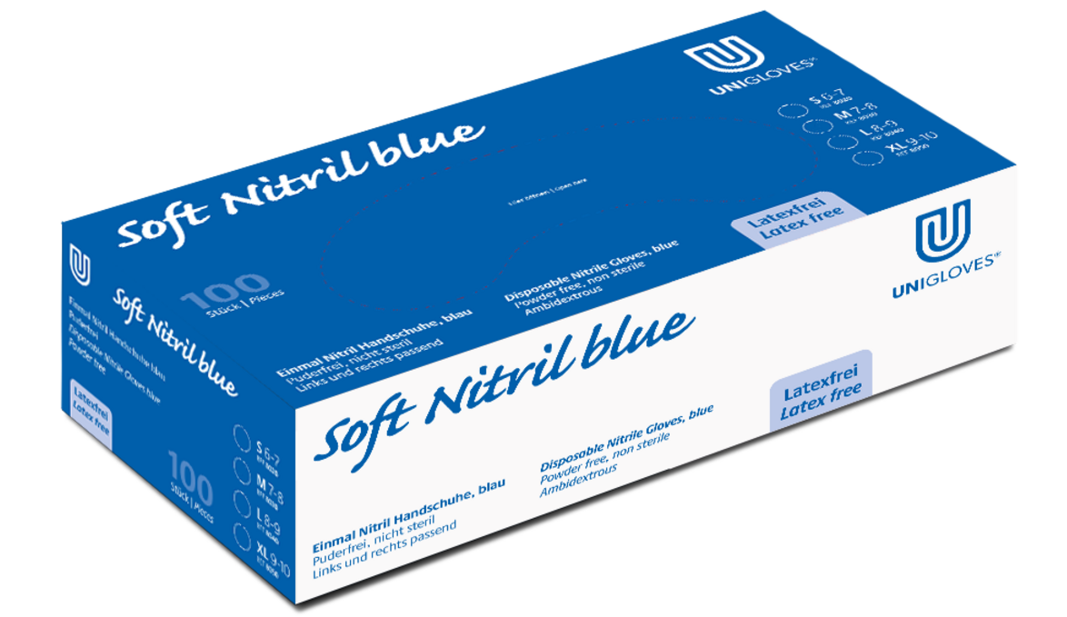 Unigloves Soft Nitril Blue Einweghandschuhe puderfrei
