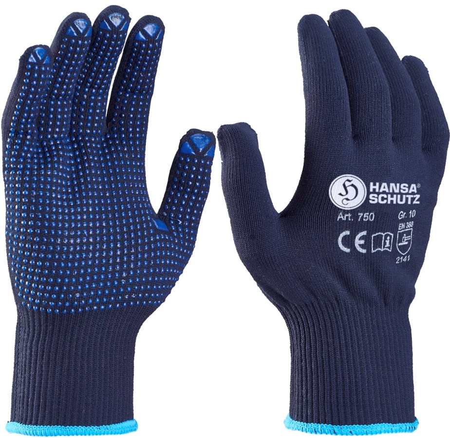 HansaTec 750 protective gloves with vinyl studs