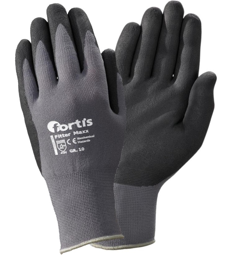 fittermax Fortis Comfort Fitter Maxx assembly gloves with nitrile foam grey