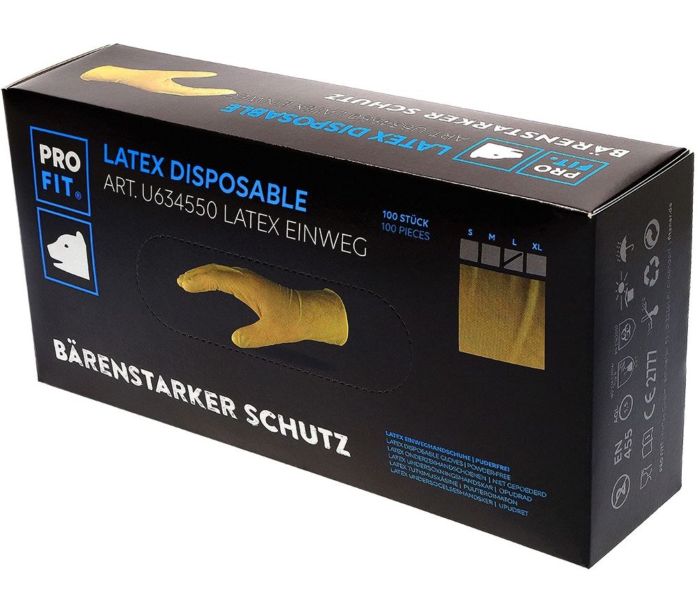 Pro-Fit U634550 Latex-Einwegschutzhandschuhe transparent