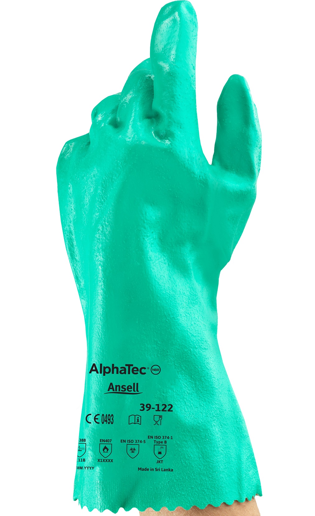 Ansell AlphaTec 39-122 nitrile chemical protective gloves level B