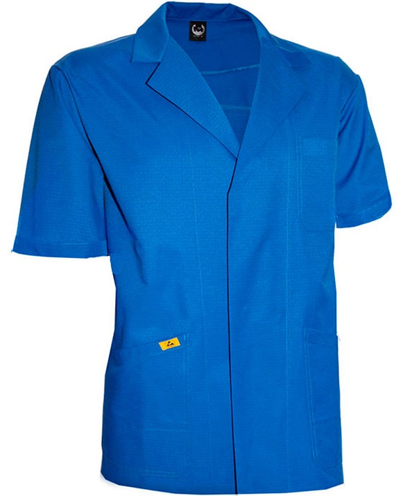 mi-1210-1-155-3 ESD men's jacket short sleeve cornblue 155g/m²