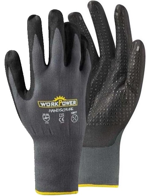 Work Power Pluto nitrile protective gloves with knobs