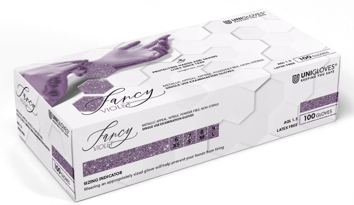 Unigloves Fancy Violet Nitrile Disposable Food Safe Gloves