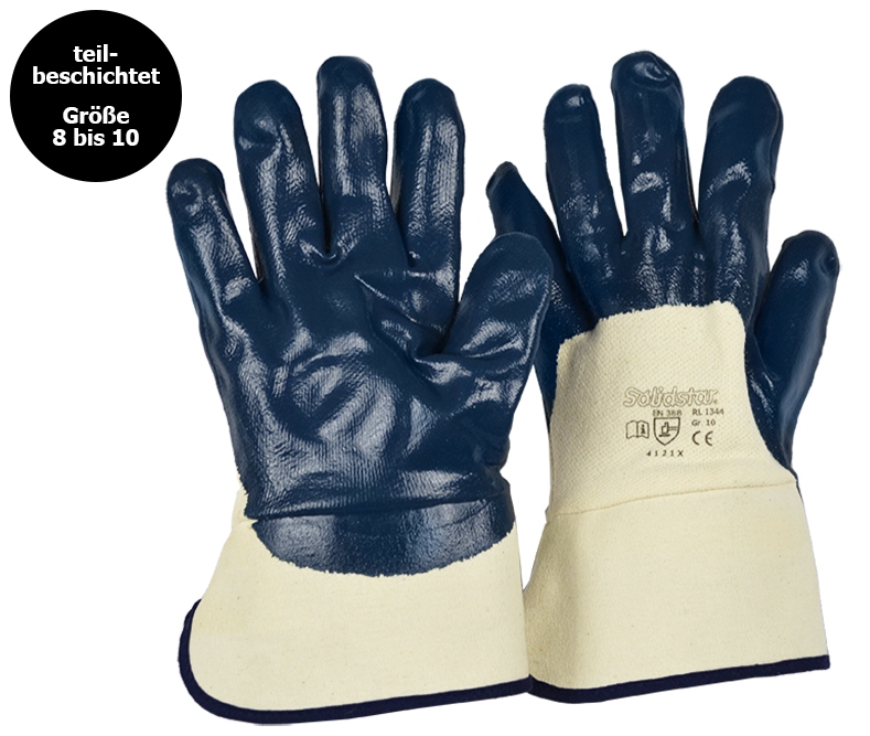 001344-1 Solidstar 1344 Cotton gloves with nitrile coating Nitrile blue