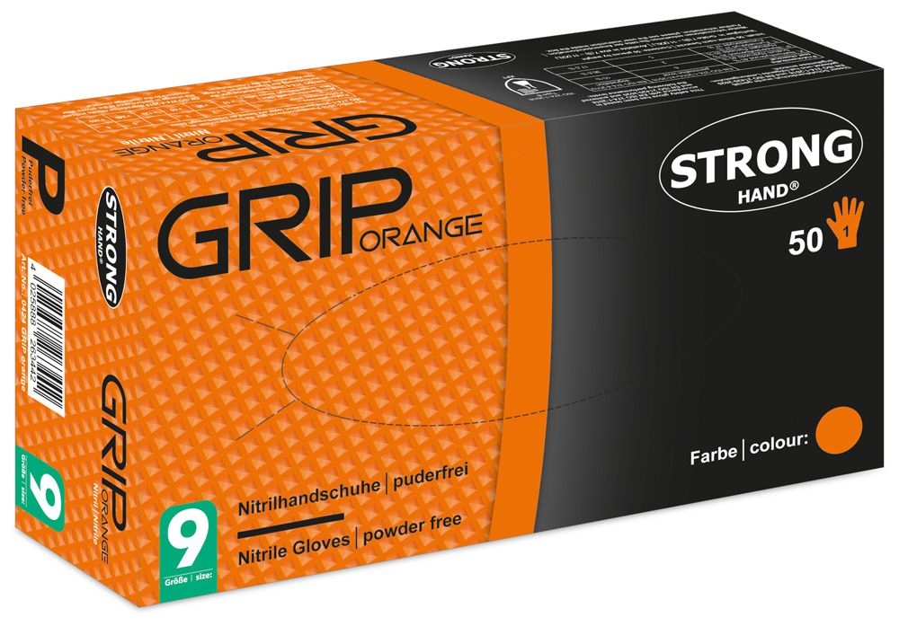 Stronghand 0424 Grip Orange disposable nitrile gloves unpowdered