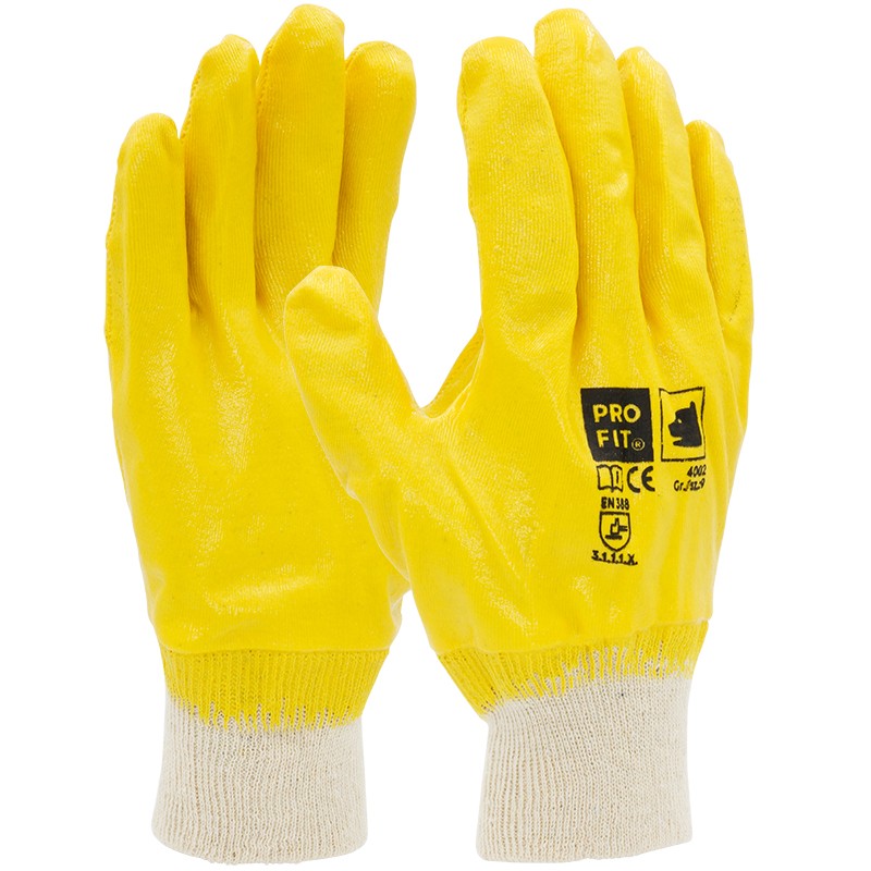 Pro-Fit 4002 mega dry Nitril Schutzhandschuhe vollbeschichtet gelb