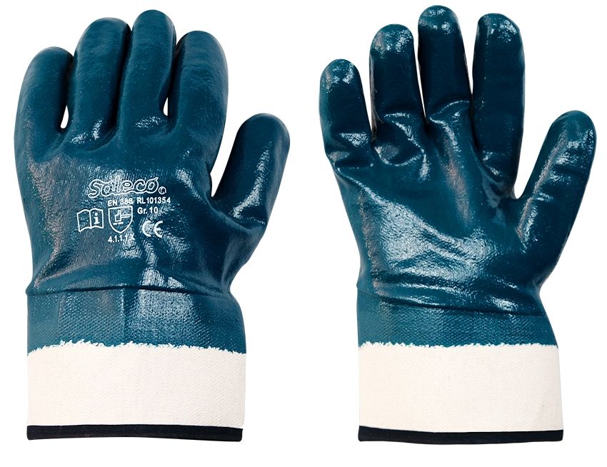 Soleco 101354 Nitril-Schutzhandschuhe vollbeschichtet mit Stulpe