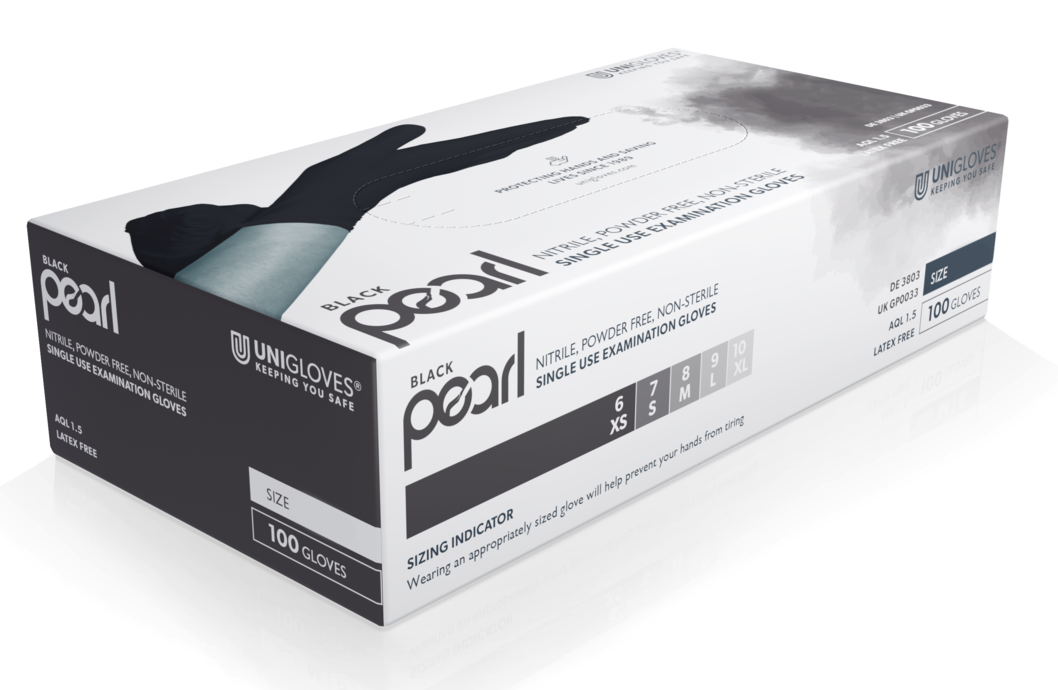 Unigloves Black Pearl Nitril-Einweghandschuhe puderfrei