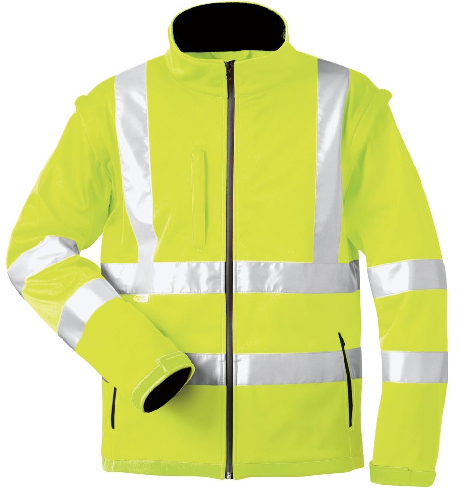 elysee 22702 LOGAN warning protection soft shell jacket yellow detachable sleeves