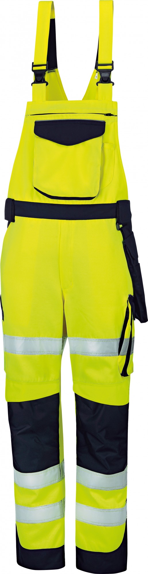 Vizwell VWTC115Y Warnschutz Kontrast Latzhose leuchtgelb-marine