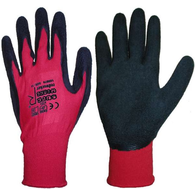 Super Worker redworker knitted gloves with latex coating