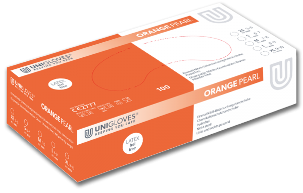 Unigloves Orange Pearl Nitril-Einweghandschuhe puderfrei