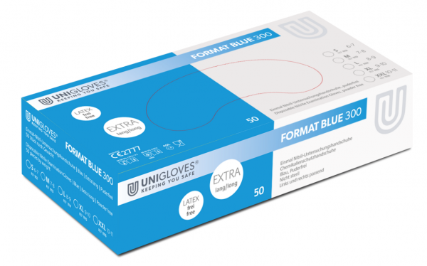 Unigloves Format Blue 300 Nitril-Einweghandschuhe puderfrei blau