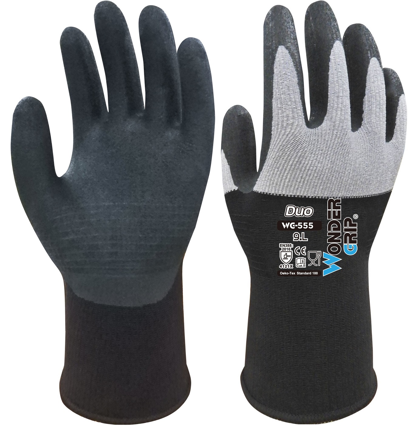 Mikrofaser/ Nylon-Handschuh mit Nitril Arbeitshandschuhe WonderGrip Duo 