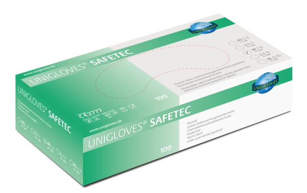 Unigloves Safetec Latex-Einweghandschuhe puderfrei weiß